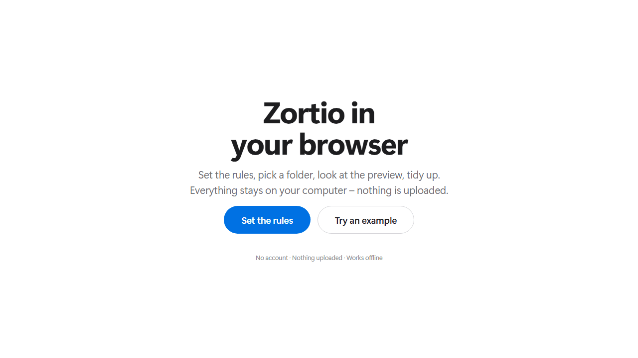 Start – No account, no install. One button – and the rules come before anything else.